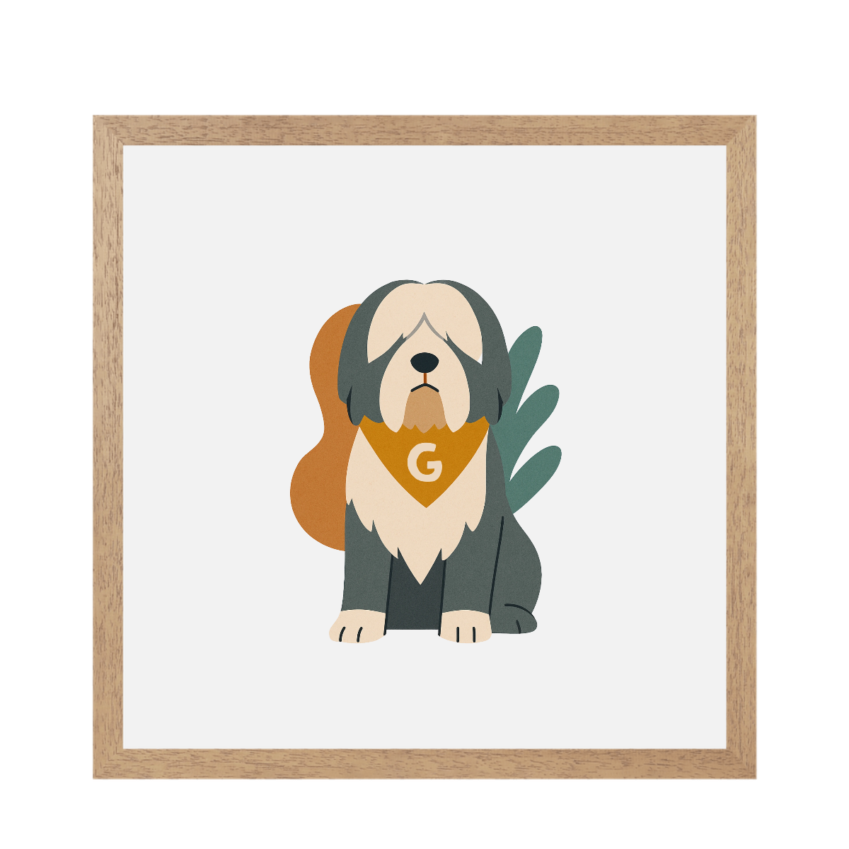 Pets Personalised Abstract Framed Print - Natural 20 x 20 inches