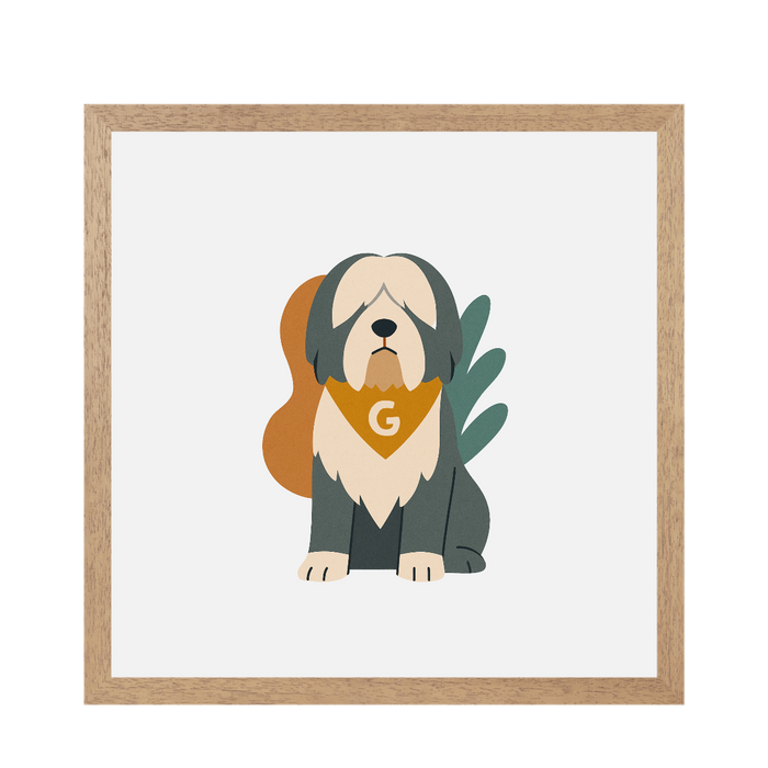 Pets Personalised Abstract Framed Print - Natural 20 x 20 inches