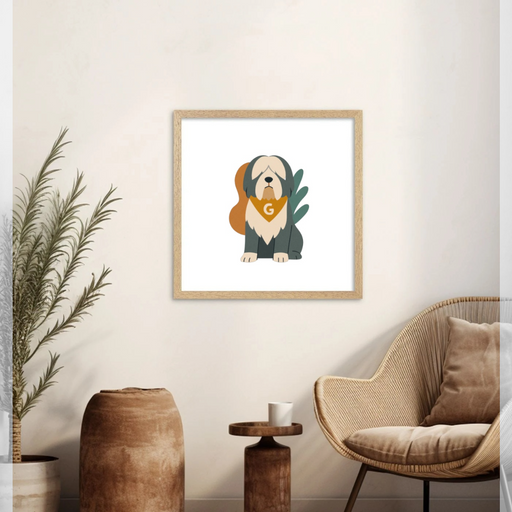 Pets Personalised Abstract Framed Print - Natural 20 x 20 inches