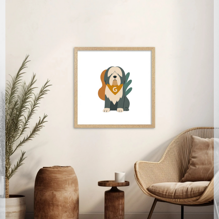 Pets Personalised Abstract Framed Print - Natural 20 x 20 inches