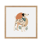 Personalised abstract framed Dalmatian print with breed fur colour and tan bandana