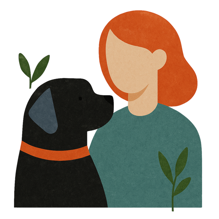 Pets Personalised Abstract Human + Canine Framed Print - Natural 20 x 20 inches