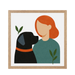 Pets Personalised Abstract Human + Canine Framed Print - Natural 20 x 20 inches