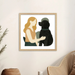 Pets Personalised Abstract Human + Canine Framed Print - Natural 20 x 20 inches
