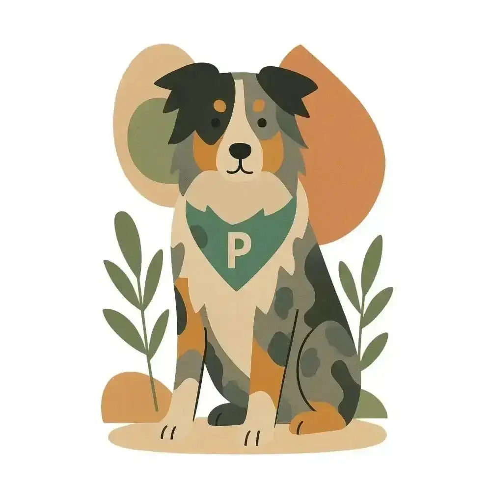 Personalized organic cotton tee with green bandana dog sticker and P letter