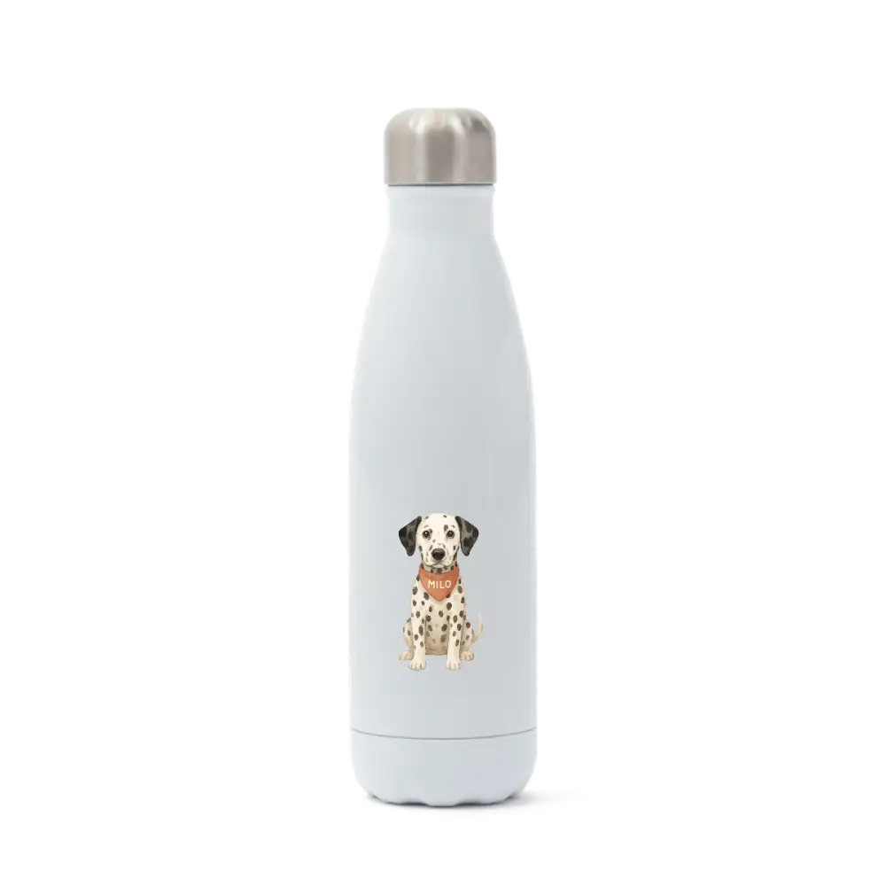 Pets Personalised Insulated White Water Bottle with Dalmatian Design