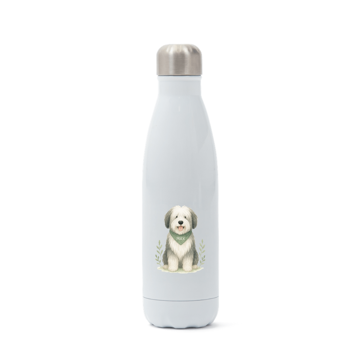 Pets Personalised Insulated Water Bottle (500ml Stainless Steel) - Bearded Collie