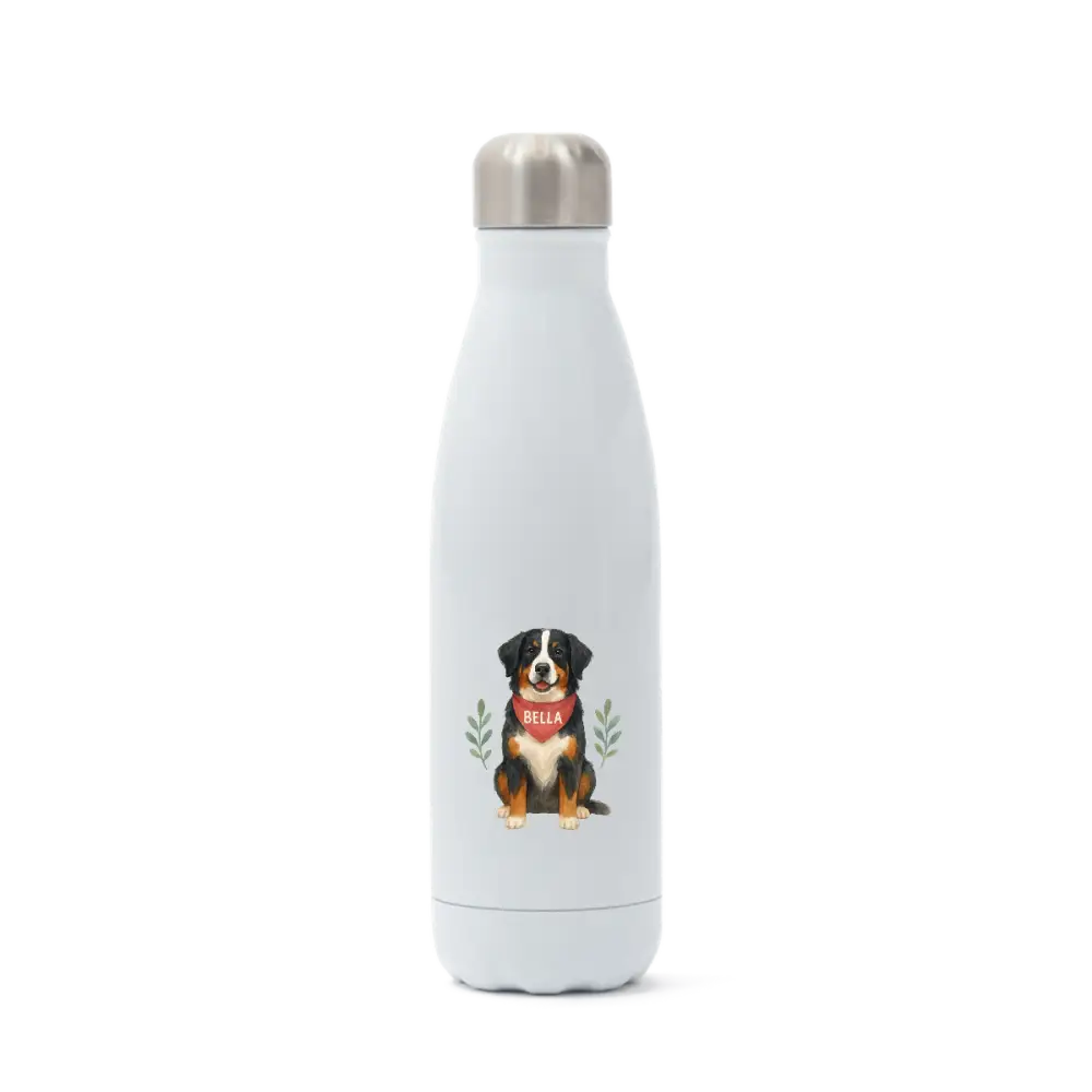 Personalised insulated water bottle with Bernese Mountain Dog design