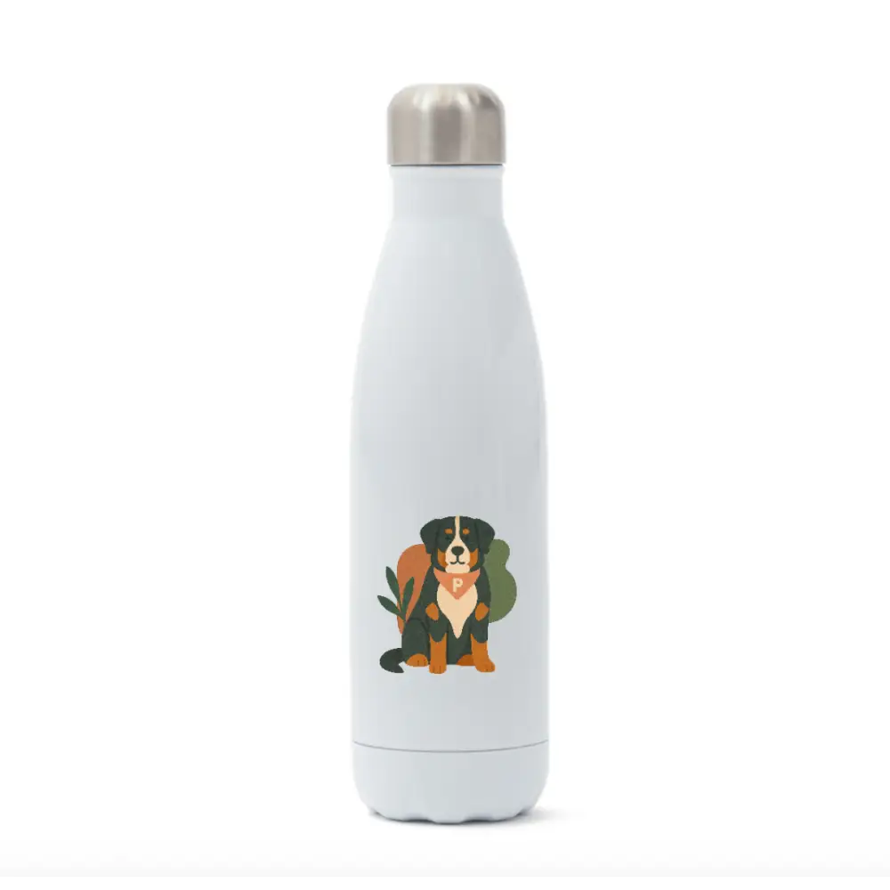 Pets personalised insulated 500ml stainless steel water bottle with dog design