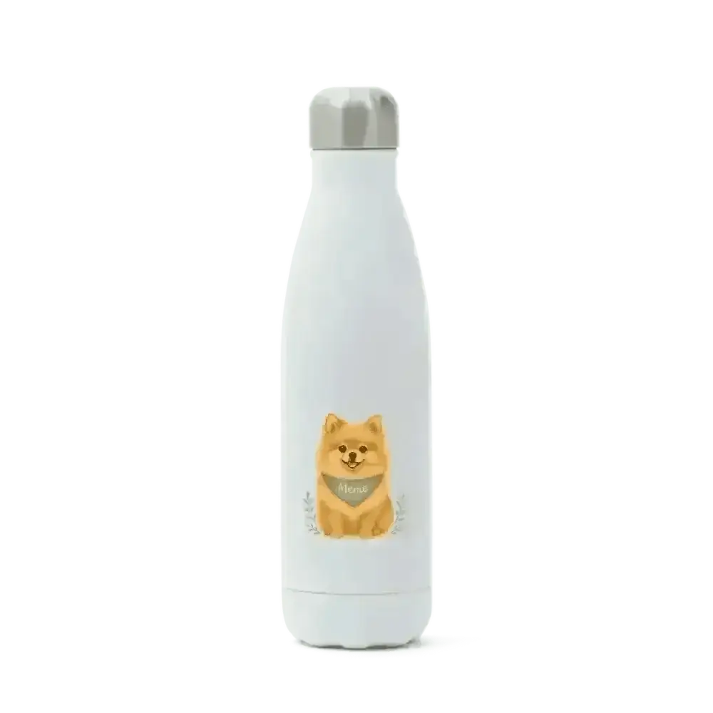 Pets personalised insulated water bottle with Pomeranian design