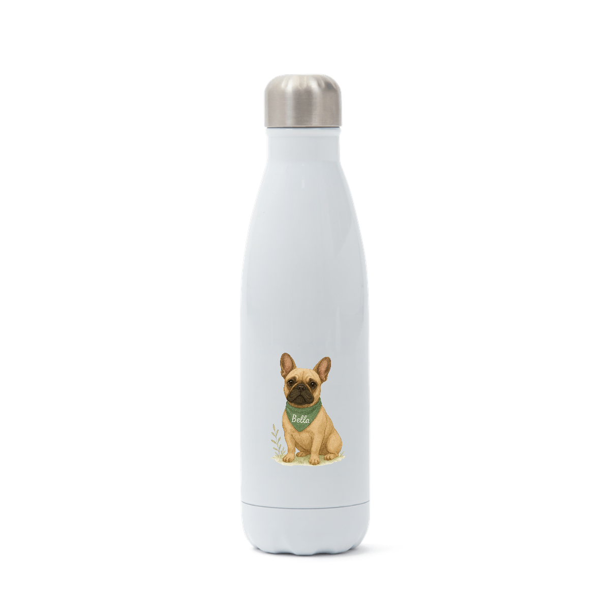 Pets Personalised Insulated Water Bottle (500ml Stainless Steel) - French Bull Dog