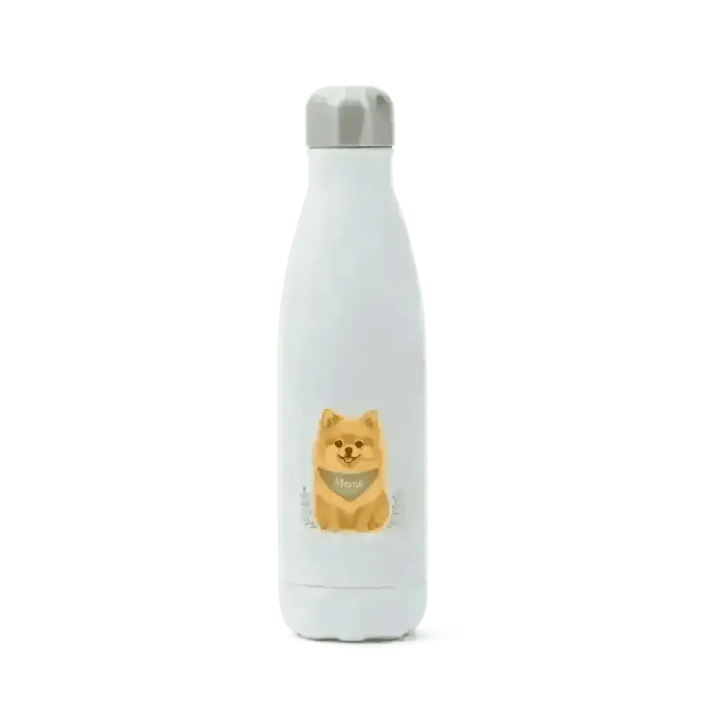 Pets personalised insulated water bottle with Pomeranian design