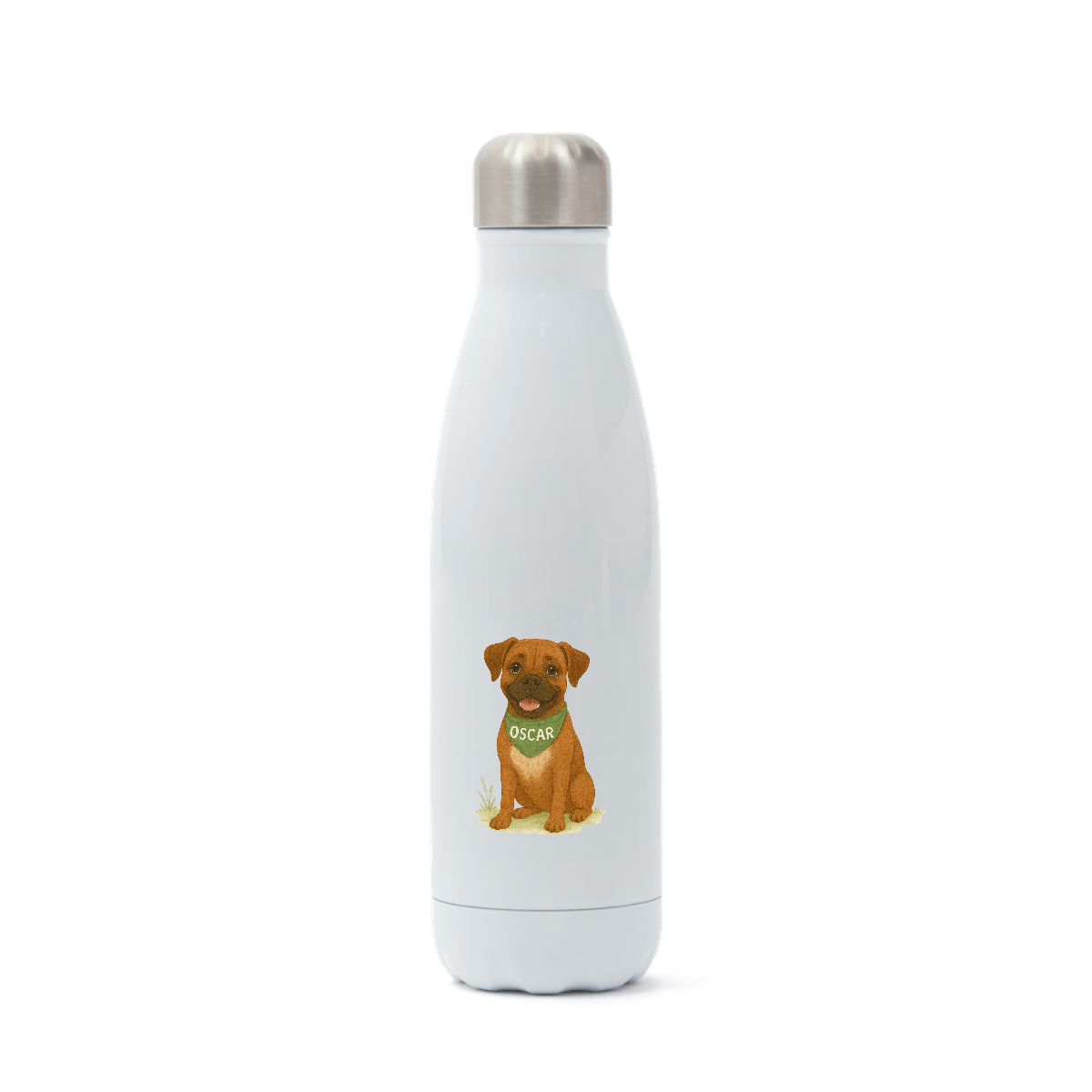 Pets Personalised Insulated Water Bottle (500ml Stainless Steel) - Boxer