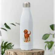 Pets Personalised Insulated White Water Bottle with Orange Dog Design