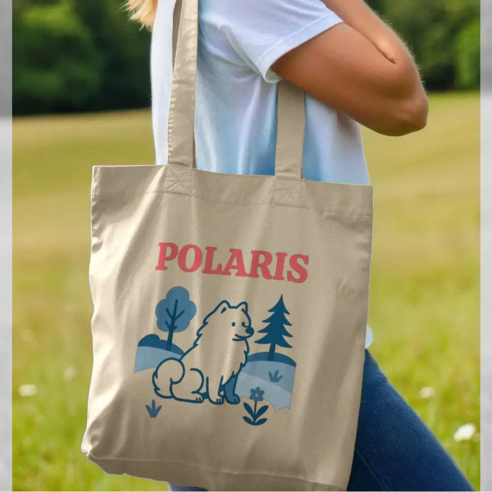 Personalized Polaris fox certified organic cotton tote bag
