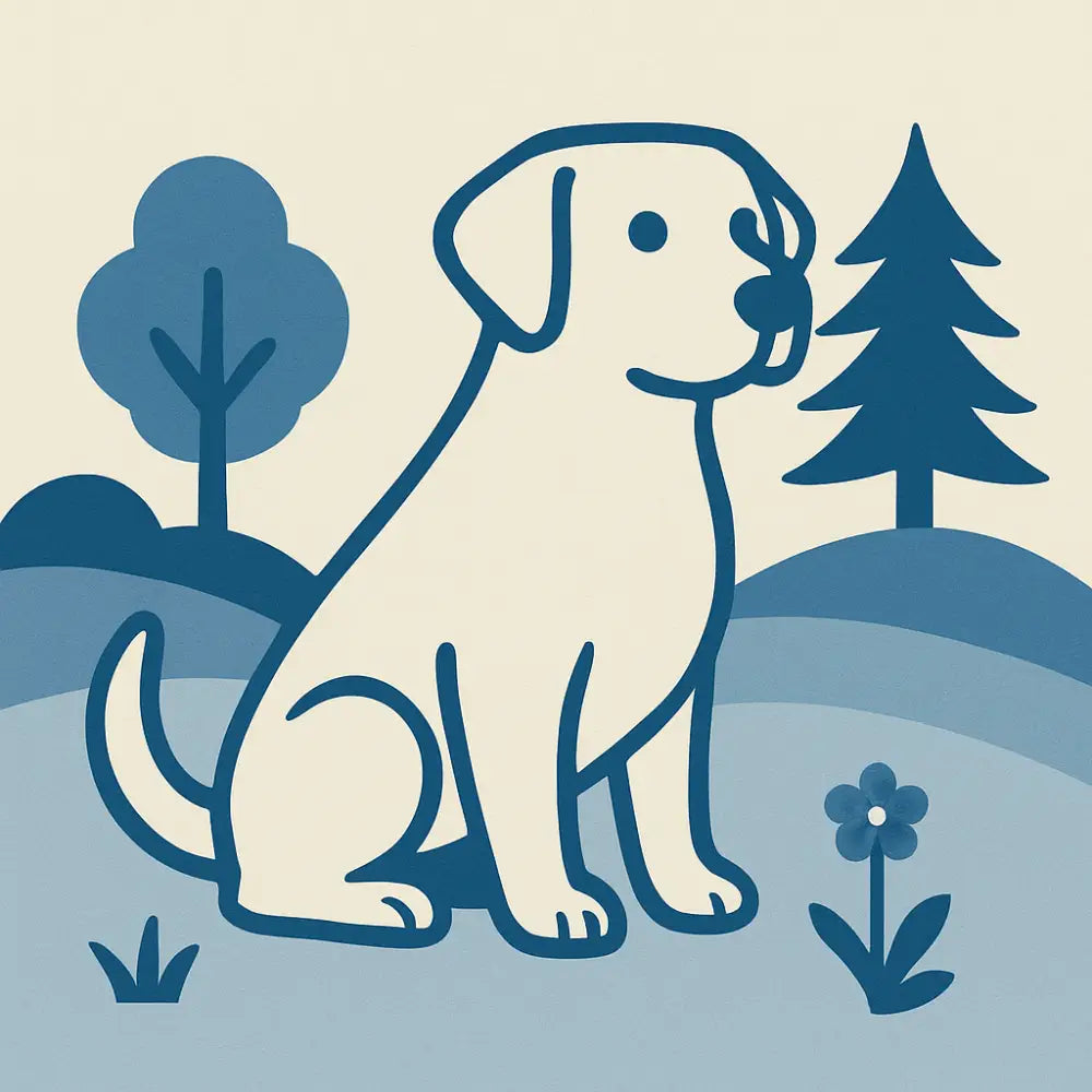 Cream-colored dog silhouette on certified organic cotton tote bag design