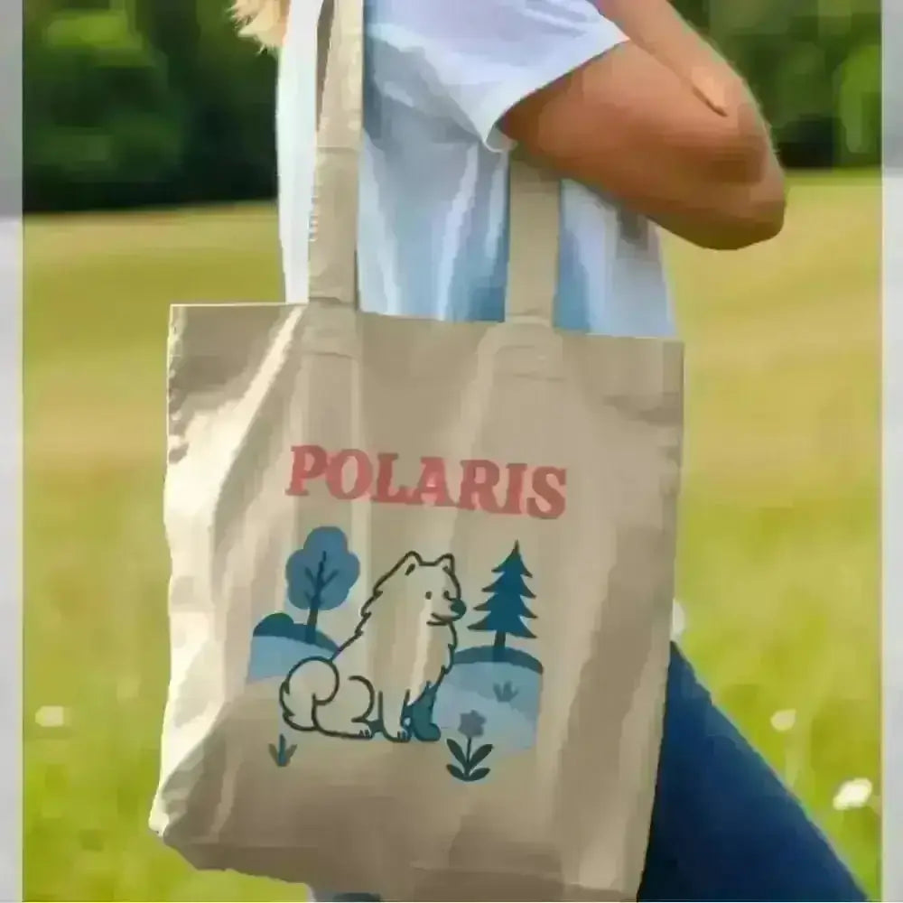 Personalized Polaris fox certified organic cotton tote bag