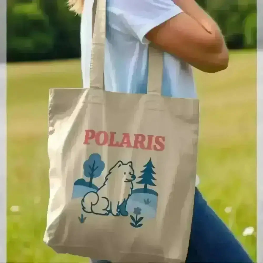 Personalized Polaris fox certified organic cotton tote bag