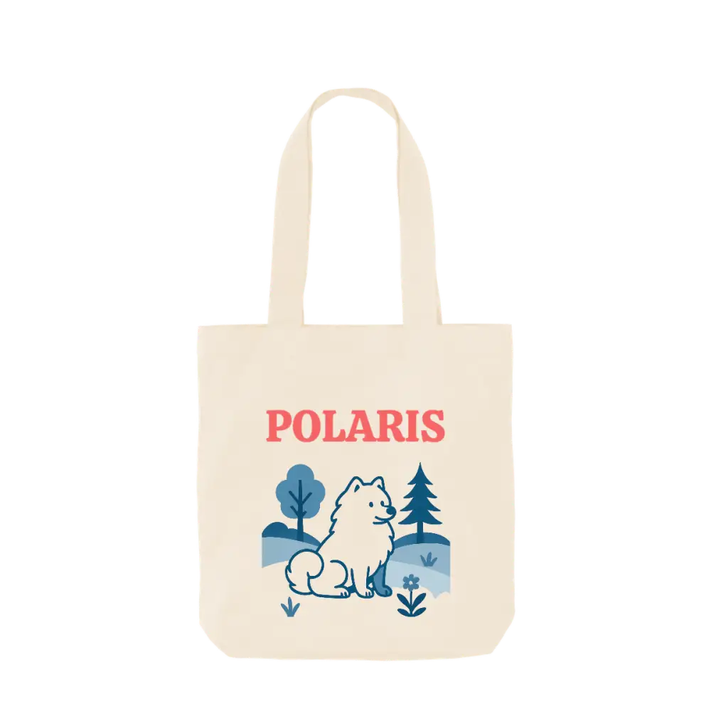 Personalised organic cotton tote bag with polar bear and Polaris design