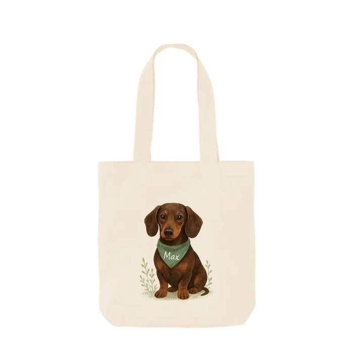 Pets Personalised Organic Tote Bag - Dachsund