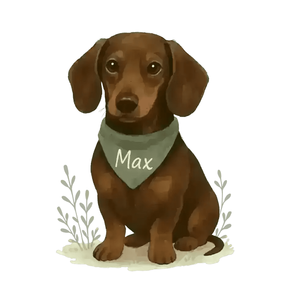 Brown Dachshund with Green Bandana on Certified Organic Cotton Tote Bag