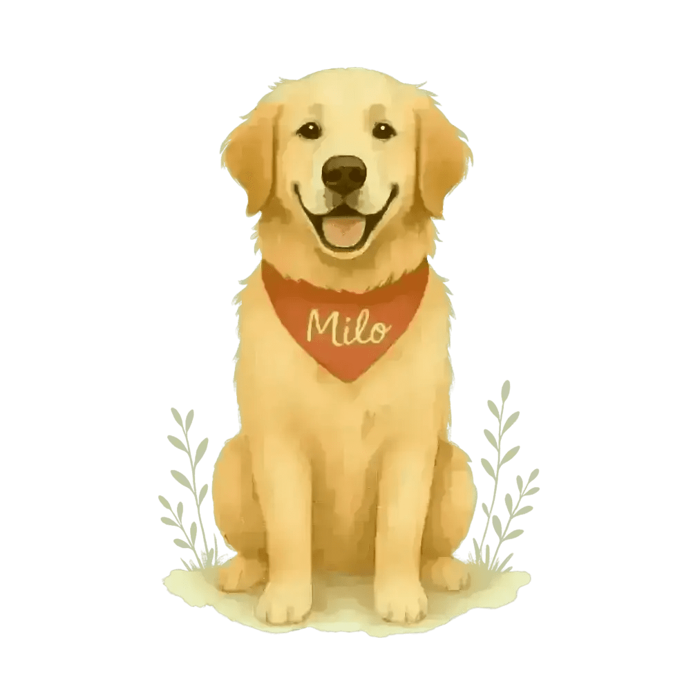 Golden Retriever Milo bandana on certified organic cotton twill weave tote bag