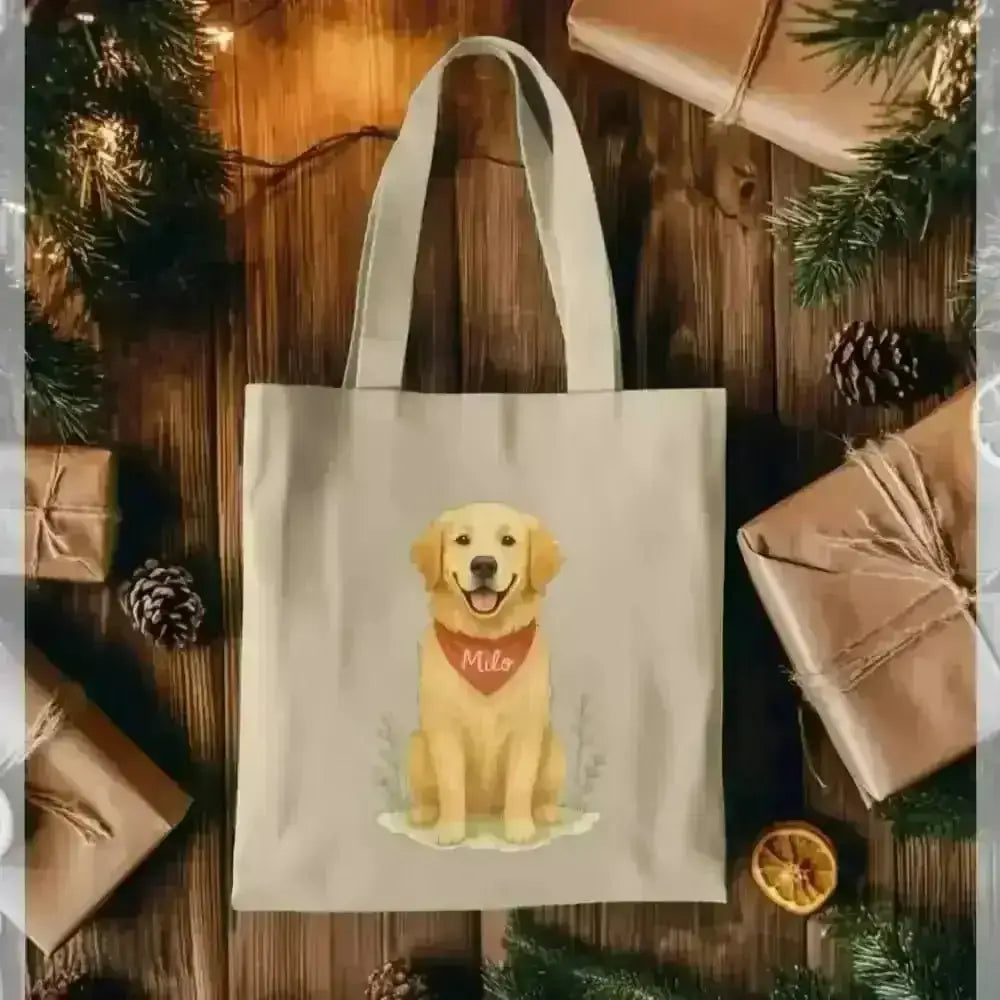 Golden Retriever twill weave tote bag in breed fur colour, certified organic cotton