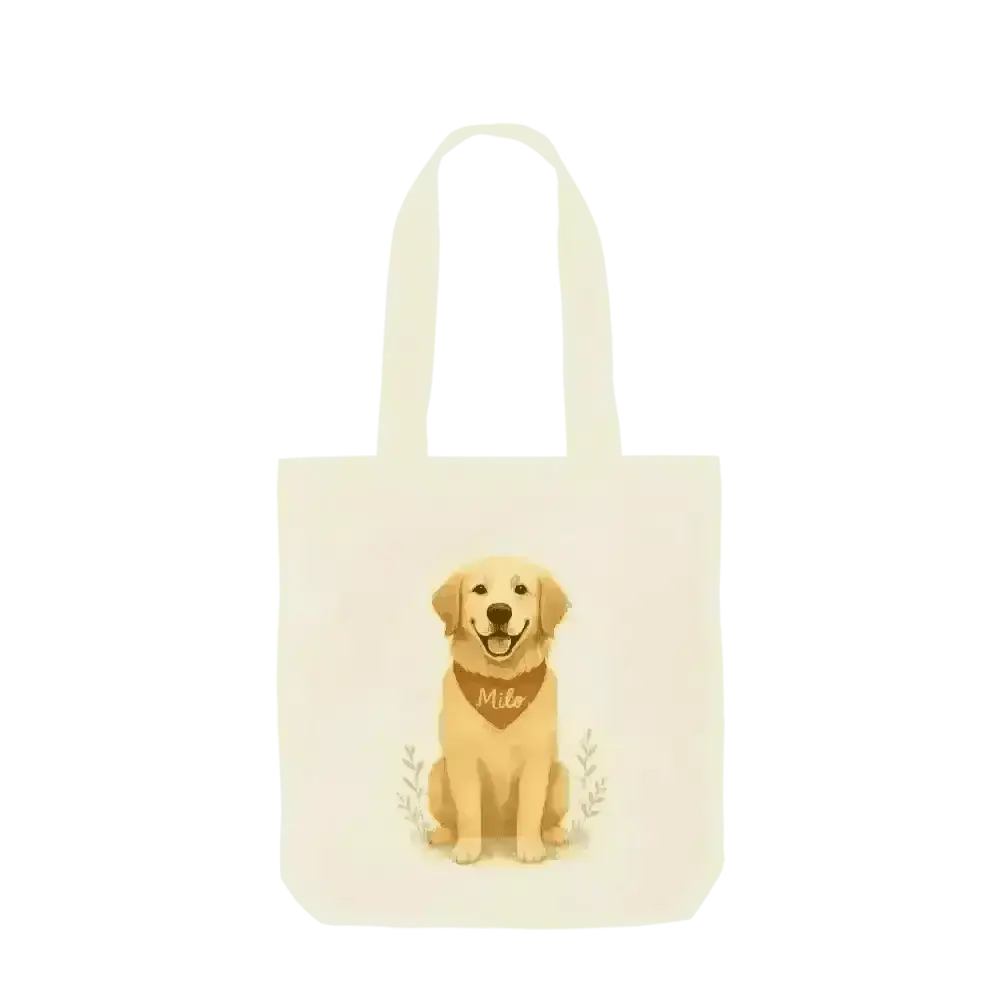 Golden Retriever breed fur colour on certified organic cotton twill weave tote bag