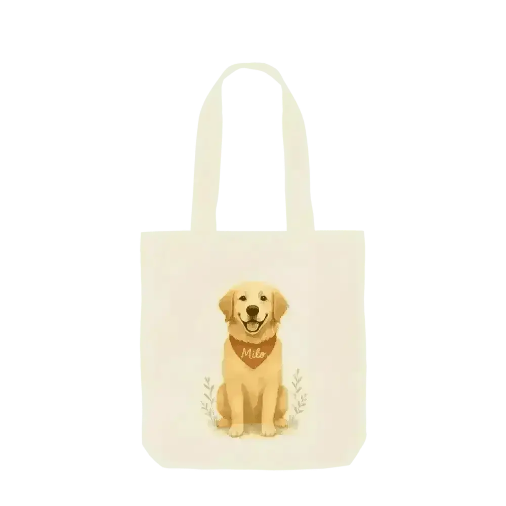 Golden Retriever breed fur colour on certified organic cotton twill weave tote bag