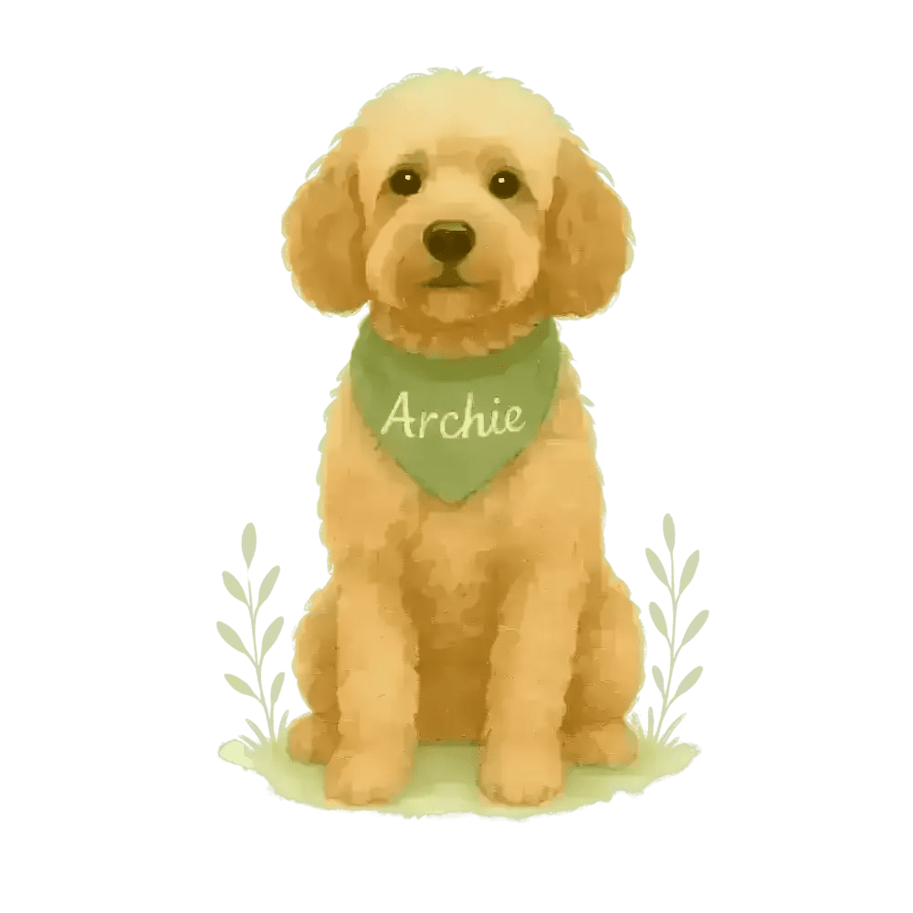 Golden Retriever Archie Figurine on Organic Cotton Tee