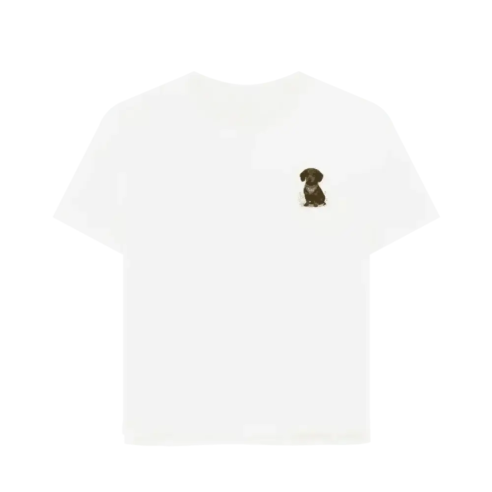 Personalised relaxed fit organic cotton tee with small dog breed graphic