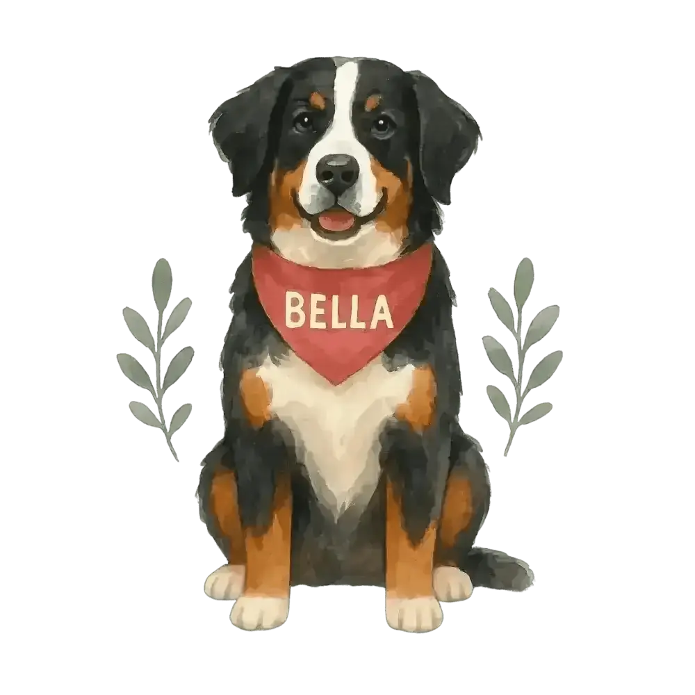 Personalized red bandana dog sticker on organic cotton Bella tee