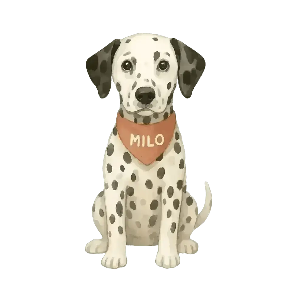 Dalmatian dog figurine in organic cotton tee with Milo bandana
