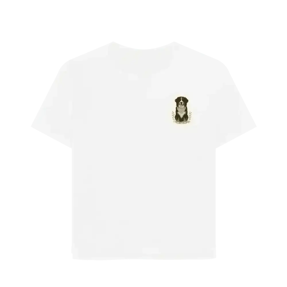 Personalised organic cotton tee with brown black dogs breed design