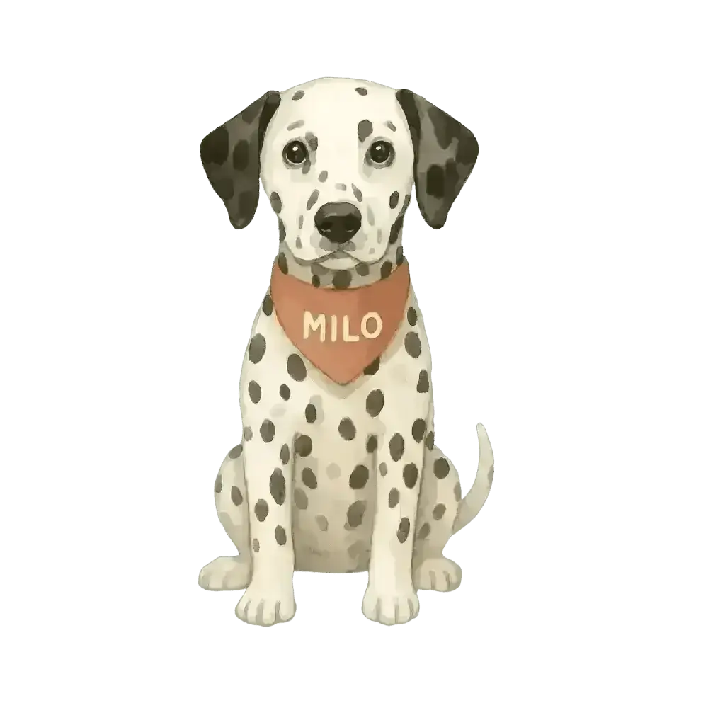 Dalmatian dog figurine in organic cotton tee with Milo bandana