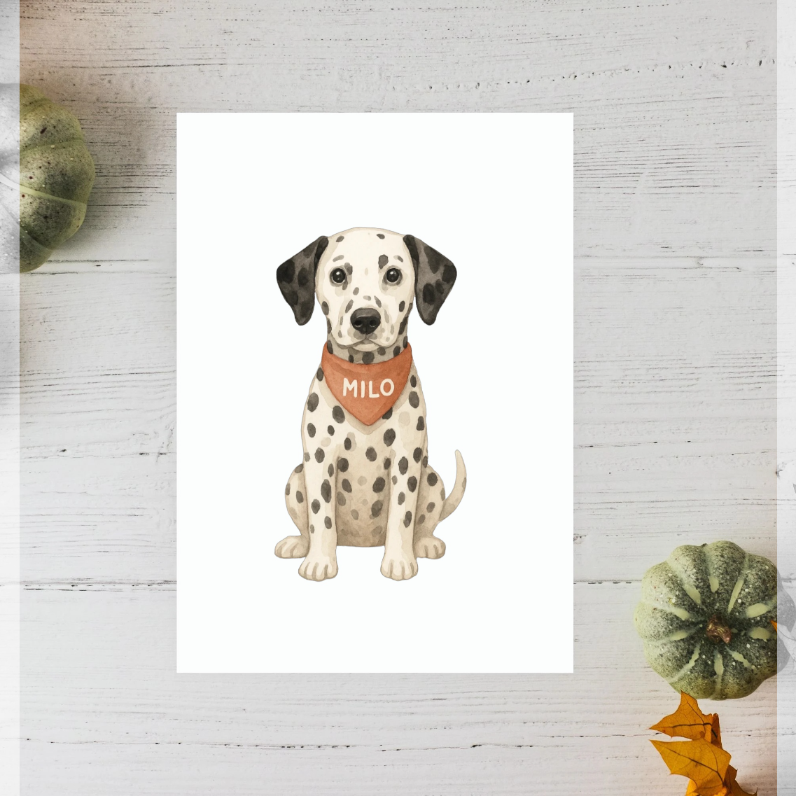 Pets Personalised Small Portrait Art Print (A5 Recycled Paper) - Dalmatian