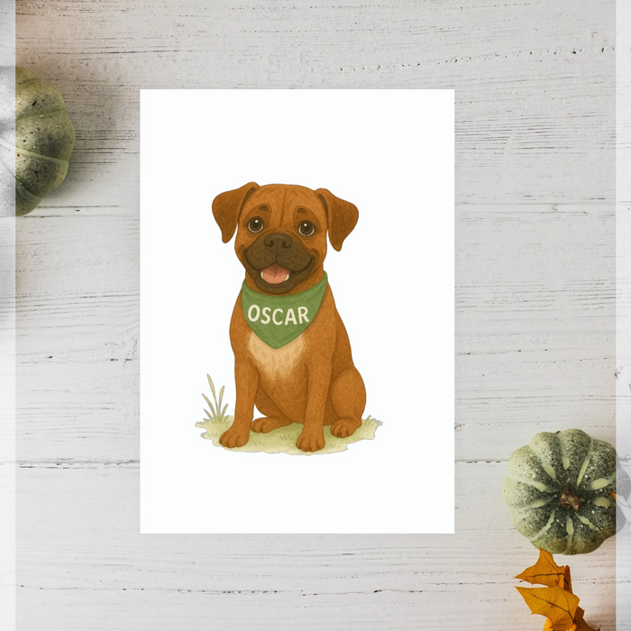 Pets Personalised Small Portrait Art Print (A5 Recycled Paper) - Boxer