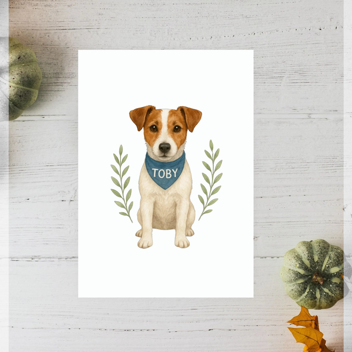 Pets Personalised Small Portrait Art Print (A5 Recycled Paper) - Jack Russell