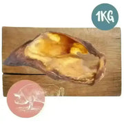 1kg bag of natural pig ear dog chews with smoked pork hock