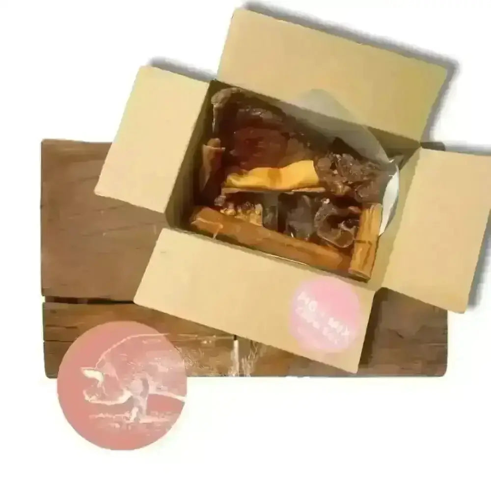 Pig n Mix natural deli chew box for dogs in brown cardboard packaging