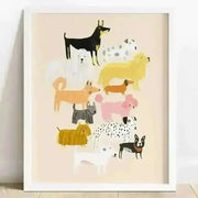 Beautiful print of colorful dogs in white frame for animal lovers home by Darcie Olley