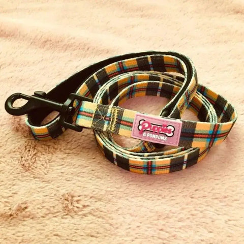 Puppies and Pom Poms Cornish Tartan Dog Lead