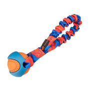Bright orange and blue Pocket PowerBall Bungee Tug toy burns energy