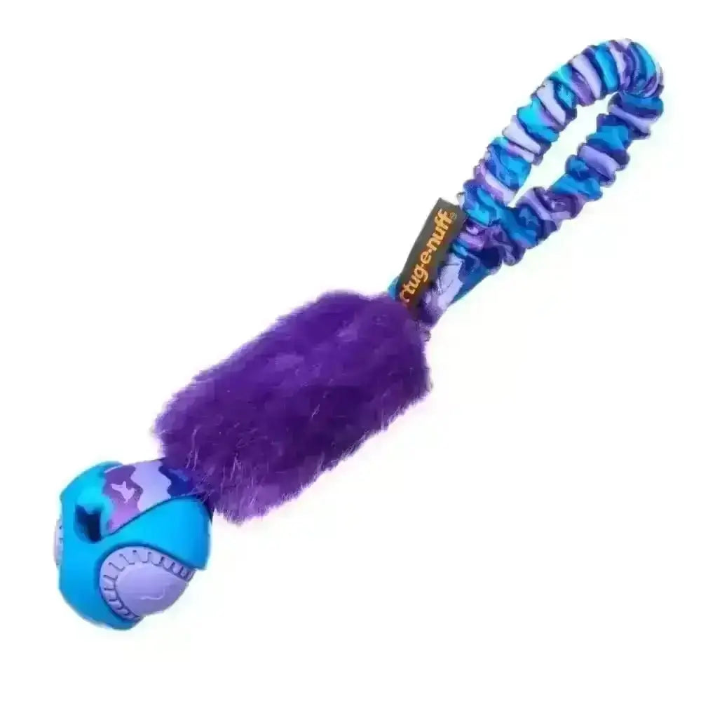 Purple blue camo tug toy with fuzzy tail and skull head, Pocket PowerBall Fauxtastic