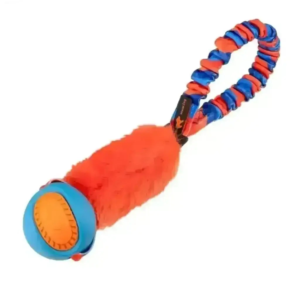 Bright Pocket PowerBall Fauxtastic orange blue plush dog toy with ball