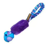 Purple blue camo tug toy with fuzzy tail and skull head, Pocket PowerBall Fauxtastic
