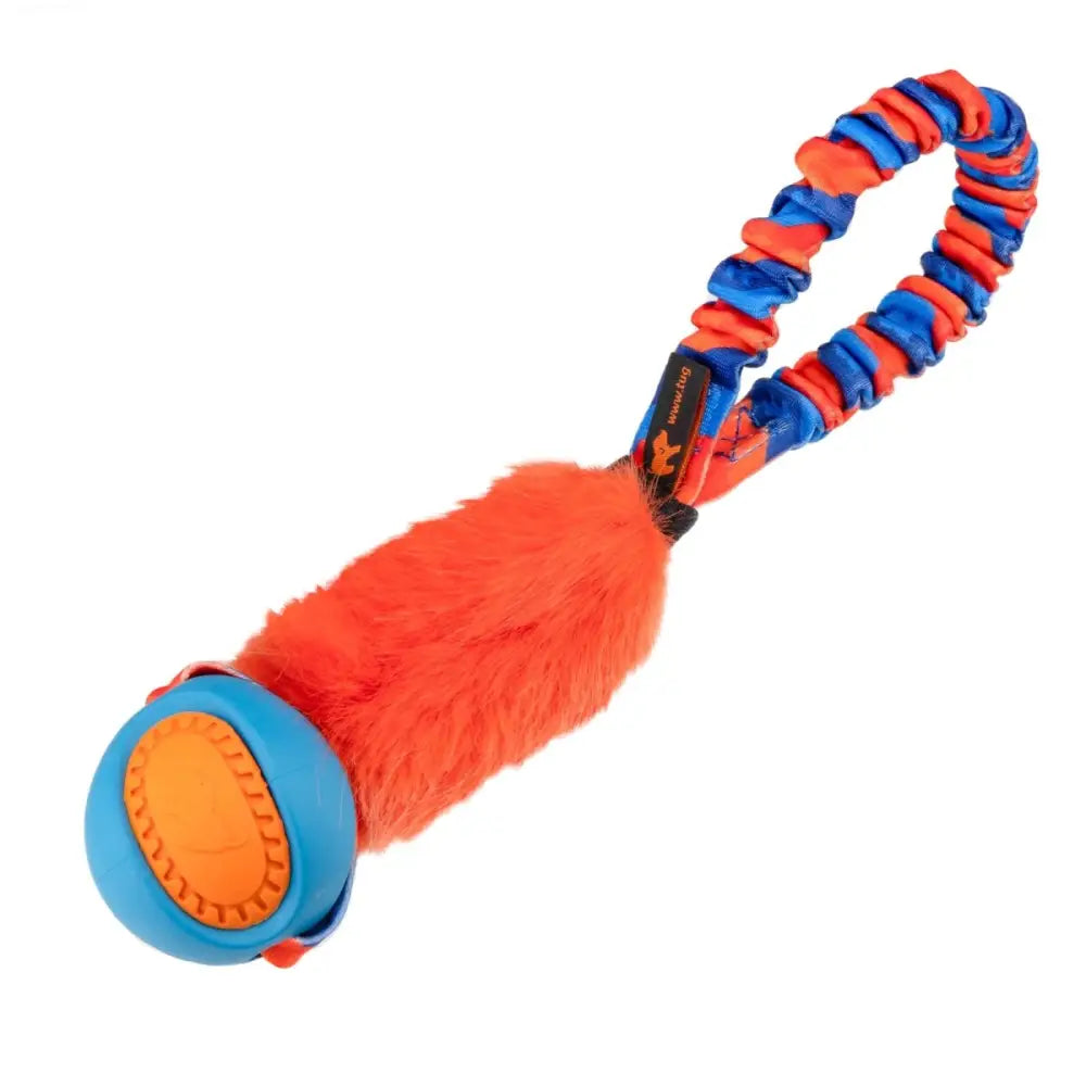 Bright Pocket PowerBall Fauxtastic orange blue plush dog toy with ball