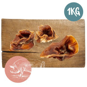1kg bag of Pets Larder Pork Crunch natural dog treats, dried pig ears
