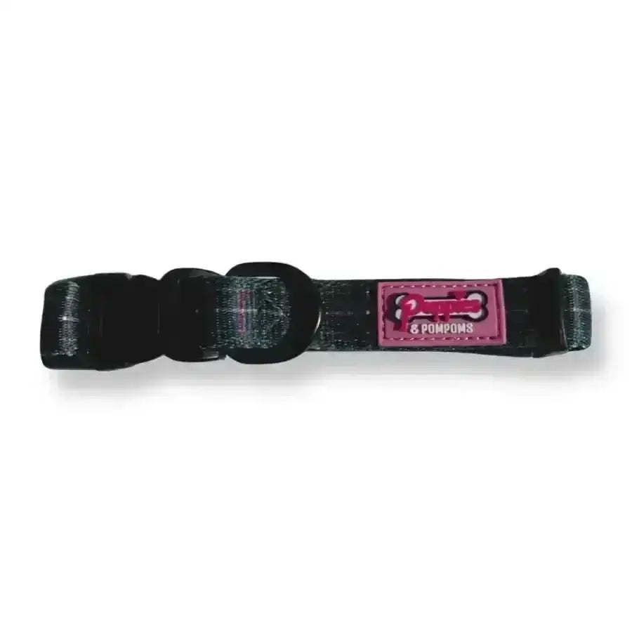 Premium Poms Dog Collar in Cornish Hunting Tartan with Bone Tag