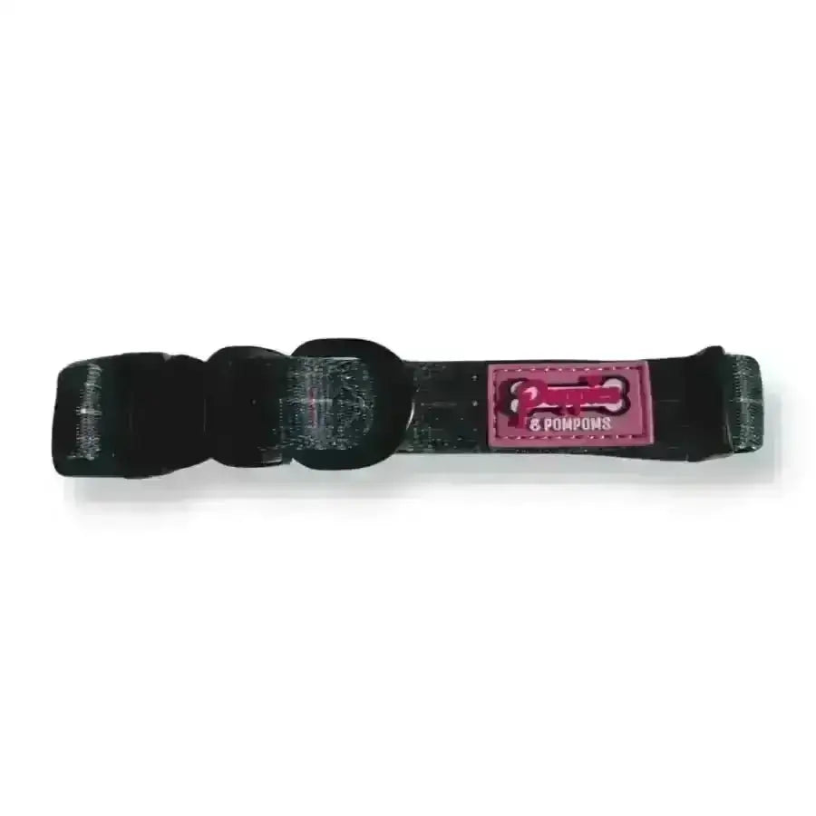 Premium Poms Dog Collar in Cornish Hunting Tartan with Bone Tag